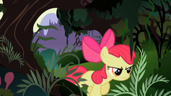 Size: 1280x720 | Tagged: safe, screencap, apple bloom, earth pony, pony, g4, the cutie pox, angry, everfree forest, female, fern, filly, foal, forest, mountain, solo, walking