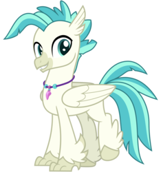 Size: 3000x3200 | Tagged: safe, artist:cheezedoodle96, terramar, classical hippogriff, hippogriff, g4, surf and/or turf, .svg available, high res, jewelry, looking at you, male, necklace, raised hoof, simple background, smiling, solo, svg, transparent background, vector