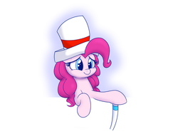 Size: 2000x1500 | Tagged: safe, artist:heir-of-rick, pinkie pie, earth pony, pony, g4, bust, cane, female, hat, mare, simple background, solo, top hat, white background