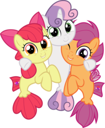 Size: 5502x6724 | Tagged: safe, artist:jhayarr23, apple bloom, scootaloo, sweetie belle, earth pony, pegasus, pony, seapony (g4), unicorn, g4, surf and/or turf, absurd resolution, adorabloom, cute, cutealoo, cutie mark crusaders, cutie mark cuties, diasweetes, female, filly, fin wings, fins, group hug, happy, hug, looking at you, sea-mcs, seaponified, seapony apple bloom, seapony scootaloo, seapony sweetie belle, simple background, smiling, species swap, transparent background, trio, vector
