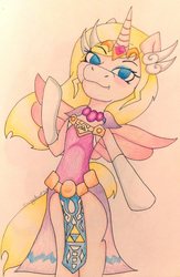 Size: 1822x2788 | Tagged: safe, artist:zomixnu, colored pencil drawing, princess zelda, solo, the legend of zelda, the legend of zelda: the wind waker, toon zelda, traditional art