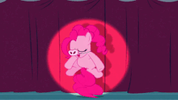 Size: 600x338 | Tagged: safe, edit, edited screencap, screencap, pinkie pie, pig, pony, baby cakes, g4, season 2, animated, bouncing, curtains, cute, dancing, female, gif, looking at you, perfect loop, piggie pie, piggy dance, pinkie being pinkie, pinkie physics, silly, silly pony, solo, spotlight, tail bounce, tail stand