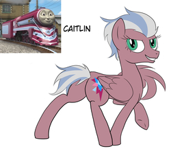 Size: 1616x1400 | Tagged: safe, artist:wolftendragon, pegasus, pony, caitlin, female, mare, ponified, solo, thomas the tank engine