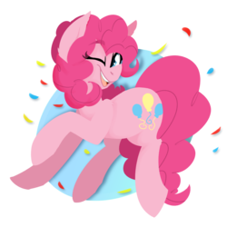 Size: 3000x3000 | Tagged: safe, artist:modularpon, artist:themodpony, pinkie pie, g4, female, high res, lineless, one eye closed, simple background, solo, transparent, transparent background, wink