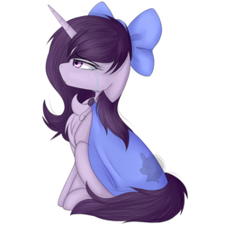 Size: 5000x5000 | Tagged: safe, artist:bladedeehunter, oc, oc only, oc:amethyst heartstone, pony, absurd resolution, bow, cloak, clothes, crying, hair bow, simple background, solo, transparent background