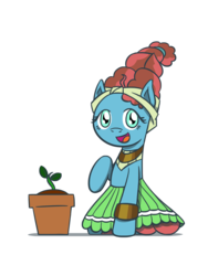Size: 1350x1800 | Tagged: safe, artist:flutterluv, meadowbrook, earth pony, pony, g4, cute, earth day, earth(pony) day, female, mare, meadowcute, plant, plant pot, pot, potted plant, simple background, solo, sprout, transparent background