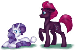 Size: 1024x673 | Tagged: safe, artist:peachjay, fizzlepop berrytwist, rarity, tempest shadow, pony, g4, my little pony: the movie, prone, raised hoof, simple background, tempity, transparent background