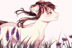 Size: 2500x1680 | Tagged: safe, artist:shinoamashiro, oc, oc only, pony, crying, lavender, solo