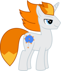 Size: 1024x1185 | Tagged: safe, artist:silver star apple, oc, oc only, oc:silver star apple, pony, unicorn, blue eyes, male, orange mane, show accurate, simple background, solo, stallion, transparent background, vector