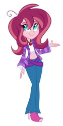 Size: 600x1200 | Tagged: safe, artist:wubcakeva, oc, oc only, oc:contralto, oc:cupcake slash, equestria girls, g4, clothes, equestria girls-ified, female, full body, gem, jewelry, necklace, pants, simple background, siren gem, solo, transparent background