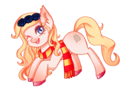 Size: 1023x756 | Tagged: safe, artist:burû, oc, oc only, earth pony, pony, clothes, female, floral head wreath, flower, mare, one eye closed, scarf, simple background, solo, transparent background, wink