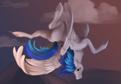 Size: 1280x897 | Tagged: safe, artist:sunny way, oc, oc only, oc:coldfire, pegasus, pony, rcf community, aerobatics, beautiful, butt, cloud, feather, featureless crotch, female, flying, mare, mountain, patreon, patreon reward, plot, sky, solo, wings