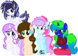 Size: 1024x738 | Tagged: safe, artist:bezziie, oc, oc only, oc:strawberry pie, pegasus, pony, unicorn, clothes, female, hoodie, mare, simple background, transparent background, watermark