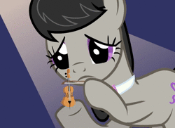 Size: 550x400 | Tagged: dead source, safe, artist:php154, octavia melody, earth pony, pony, g4, animated, bipedal, female, frown, hoof hold, reaction image, sad, solo, sound, spongebob squarepants, squilliam returns, webm, world's smallest violin