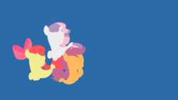 Size: 3840x2160 | Tagged: safe, artist:toastybrownpotatoes, apple bloom, scootaloo, sweetie belle, earth pony, pegasus, pony, seapony (g4), unicorn, g4, surf and/or turf, 4k, cute, cutie mark crusaders, female, filly, foal, high res, hooves, horn, lineless, minimalist, modern art, sea-mcs, seaponified, seapony apple bloom, seapony scootaloo, seapony sweetie belle, simple background, species swap, tadfoal, trio, vector, wallpaper, wings