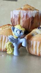 Size: 233x414 | Tagged: safe, derpy hooves, pegasus, pony, g4, customized toy, food, irl, muffin, photo, photography, solo, toy