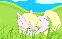 Size: 500x318 | Tagged: safe, artist:imaranx, butterfly, pony, animated, commission, floppy ears, frame by frame, grass, sleeping, summer, ych example, your character here