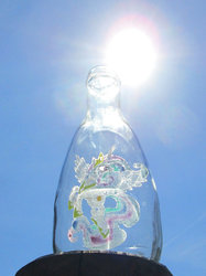 Size: 774x1033 | Tagged: safe, artist:malte279, princess celestia, g4, craft, engraving, glass, glass bottle, glass engraving, glass painting, sun
