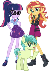 Size: 984x1436 | Tagged: safe, editor:php77, sandbar, sci-twi, sunset shimmer, twilight sparkle, pony, equestria girls, equestria girls specials, g4, my little pony equestria girls: better together, school daze, season 8, clothes, geode of empathy, geode of telekinesis, glasses, magical geodes, simple background, transparent background