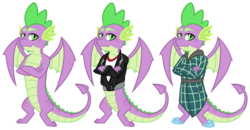 Size: 1607x834 | Tagged: safe, artist:mourningfog, spike, dragon, g4, claws, clothes, crossed arms, jacket, kryptverse, male, next generation, nextgen:kryptverse, older, older spike, robe, rockabilly, scales, simple background, slippers, solo, tail, transparent background, winged spike, wings