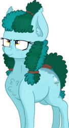 Size: 1744x3196 | Tagged: safe, artist:paskanaakka, derpibooru exclusive, oc, oc only, oc:gleamblossom, earth pony, pony, bags under eyes, butt freckles, chest fluff, ear fluff, female, freckles, grumpy, mare, nose wrinkle, simple background, solo, transparent background