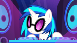 Size: 4502x2535 | Tagged: safe, artist:dnastudiobrony, dj pon-3, vinyl scratch, pony, g4, female, solo, speaker, turntable