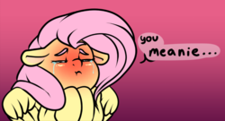 Size: 938x508 | Tagged: safe, artist:mr.smile, fluttershy, pony, g4, blushing, crying, reaction image, solo