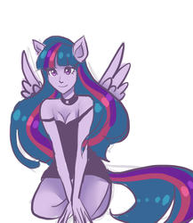 Size: 2000x2300 | Tagged: safe, artist:xjenn9, derpibooru exclusive, twilight sparkle, alicorn, anthro, g4, clothes, female, high res, human facial structure, missing horn, solo, twilight sparkle (alicorn)