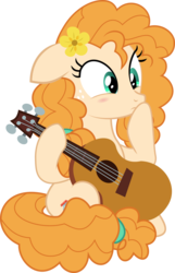 Size: 1024x1589 | Tagged: safe, artist:themixelfan, pear butter, earth pony, pony, g4, the perfect pear, blushing, female, guitar, simple background, solo, transparent background, vector