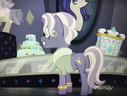 Size: 4032x3024 | Tagged: safe, screencap, pearl ring, rarity, pony, unicorn, fake it 'til you make it, g4, background pony, butt, discovery family logo, female, mare, old money, plot
