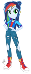 Size: 270x644 | Tagged: safe, artist:cookiechans2, artist:ilaria122, oc, oc only, oc:sky, equestria girls, g4, clothes, collar, converse, equestria girls-ified, female, jeans, next generation, offspring, pants, parent:rainbow dash, parent:soarin', parents:soarindash, piercing, ripped pants, shoes, simple background, solo, transparent background
