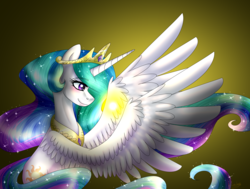 Size: 2280x1720 | Tagged: safe, artist:lada03, princess celestia, alicorn, pony, g4, female, mare, praise the sun, smiling, solo, sun, tangible heavenly object, wing hands
