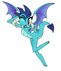 Size: 900x1050 | Tagged: safe, artist:emositecc, princess ember, dragon, g4, cute, emberbetes, female, one eye closed, pose, simple background, solo, tongue out, transparent background, wings, wink