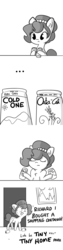 Size: 1650x6600 | Tagged: safe, artist:tjpones, oc, oc:brownie bun, earth pony, pony, horse wife, alcohol, beer, comic, dialogue, drunk, female, grayscale, mare, monochrome, simple background, soda, solo, white background, xk-class end-of-the-kitchen scenario, xk-class end-of-the-world scenario