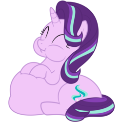 Size: 4688x4688 | Tagged: safe, artist:worstsousaphonehorse, starlight glimmer, pony, unicorn, g4, absurd resolution, adorafatty, aweeg*, belly, chubby cheeks, cute, fat, female, happy, huge butt, impossibly large belly, impossibly large butt, large butt, obese, possible vore, simple background, sitting, solo, starlard glimmer, transparent background