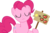 Size: 1024x685 | Tagged: safe, artist:themixelfan, pinkie pie, earth pony, pony, g4, my little pony: friendship is magic, putting your hoof down, apple, bit, coin, female, food, hoof hold, sign, simple background, solo, transparent background, vector