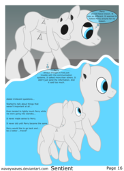 Size: 3840x5280 | Tagged: safe, artist:waveywaves, oc, oc only, oc:perry, pony, robot, robot pony, comic:sentient, comic, speech bubble