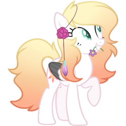 Size: 1024x1024 | Tagged: safe, artist:cinnamontee, oc, oc only, oc:ember (cinnamontee), pegasus, pony, female, flower, mare, mouth hold, raised hoof, simple background, solo, transparent background