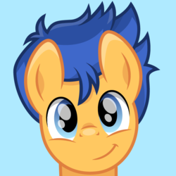 Size: 600x600 | Tagged: safe, artist:cloudy glow, flash sentry, pegasus, pony, g4, blue background, bust, cute, diasentres, looking at you, male, portrait, simple background, smiling, solo
