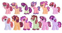 Size: 1741x946 | Tagged: safe, artist:amberad0pts, oc, oc only, earth pony, pony, unicorn, adoptable, cowboy hat, ear piercing, earring, female, hat, jewelry, male, offspring, parent:big macintosh, parent:sugar belle, parents:sugarmac, piercing, simple background, stetson, transparent background