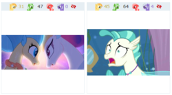 Size: 466x258 | Tagged: safe, screencap, princess skystar, queen novo, terramar, seapony (g4), derpibooru, g4, my little pony: the movie, surf and/or turf, blue eyes, bubble, bust, crown, cute, duo, eyelashes, eyeshadow, female, fin wings, fins, glowing, jewelry, juxtaposition, juxtaposition win, like mother like daughter, like parent like child, looking at each other, looking at someone, makeup, meme, meta, mother and child, mother and daughter, necklace, one small thing, open mouth, pearl necklace, portrait, purple eyes, regalia, seaquestria, seashell, seashell necklace, singing, smiling, smiling at each other, teeth, underwater, water, wings