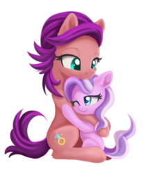 Size: 1024x1244 | Tagged: safe, artist:dusthiel, diamond tiara, spoiled rich, earth pony, pony, g4, alternate ending, cute, cutie mark, daughter, diamondbetes, female, filly, foal, good end, good spoiled rich, heartwarming, hug, mare, mother, mother and daughter, reconciliation, redemption, reformed, simple background, spoiled cute, sweet dreams fuel, transparent background