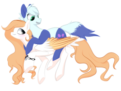 Size: 4100x3100 | Tagged: safe, artist:hirundoarvensis, oc, oc only, oc:arvensis, oc:pandy, panda pony, pegasus, pony, female, mare, pandy riding arvensis, ponies riding ponies, ponified, riding, simple background, transparent background