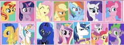 Size: 1999x737 | Tagged: safe, editor:php77, apple bloom, applejack, flash sentry, fluttershy, pinkie pie, princess cadance, princess celestia, princess luna, rainbow dash, rarity, scootaloo, shining armor, spike, sunset shimmer, sweetie belle, twilight sparkle, alicorn, pony, g4, cutie mark crusaders, gallery, twilight sparkle (alicorn)