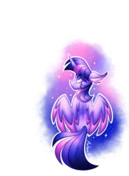 Size: 1024x1395 | Tagged: safe, artist:aphelionmars, twilight sparkle, alicorn, pony, g4, 4everfreebrony, colored wings, colored wingtips, ear fluff, female, gradient background, solo, twilight sparkle (alicorn)