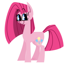 Size: 1179x1155 | Tagged: safe, artist:binkyt11, pinkie pie, earth pony, pony, g4, cute, cuteamena, cutie mark, female, happy, hooves, lineless, mare, outline, pinkamena diane pie, simple background, smiling, solo, transparent background, when she smiles