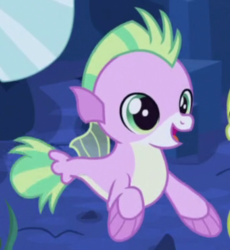Size: 340x370 | Tagged: safe, screencap, poppy seagrass, seapony (g4), g4, surf and/or turf, baby seapony (g4), child, cropped, open mouth, open smile, smiling, solo, underwater, water