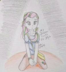 Size: 1840x2000 | Tagged: safe, artist:princesslocket, blossomforth, equestria girls, g4, clothes, female, solo, traditional art