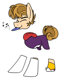 Size: 2097x2671 | Tagged: safe, artist:binkyt11, earth pony, pony, big ears, clothes, crossover, disembodied head, head, high res, hoodie, kazoo, limbless, male, music notes, musical instrument, ponified, rayman, simple background, solo, stallion, white background
