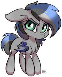 Size: 1379x1708 | Tagged: safe, artist:kez, oc, oc only, oc:nightglider, bat pony, pony, chest fluff, female, filly, floppy ears, grumpy, looking at you, scrunchy face, simple background, solo, transparent background